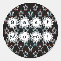 Best Mom Stars in Neon Classic Round Sticker