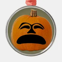 Jack o' Lantern Unhappy Face, Halloween Pumpkin Metal Ornament