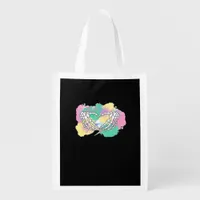 Skeleton Hands Heart With Abstract Coloured Backgr Grocery Bag