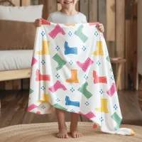 Rainbow Rain Boots Rainy Day Parade Collection Sherpa Blanket