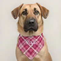 Pink Gingham Classic Checkered Style Personalized Pet Bandana Collar