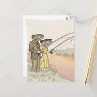 Surreal Fishing Couple Postcard