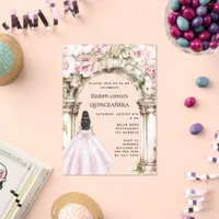 Pink florals arch dress clear Quinceanera Acrylic Invitations