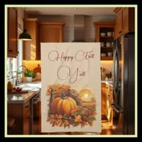 Rustic Pumpkin Sunset Scenery Kitchen Towel
