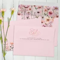 Pink Watercolor Wildflower Envelope – Dusty Floral