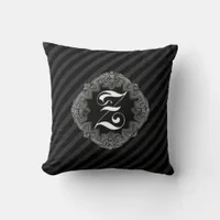 Elegant Goth Initial Z Throw Pillow