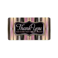 Vintage Pink Pinstripes Thank You Sticker Labels