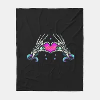 In Death - Skeleton Heart Hands Fleece Blanket