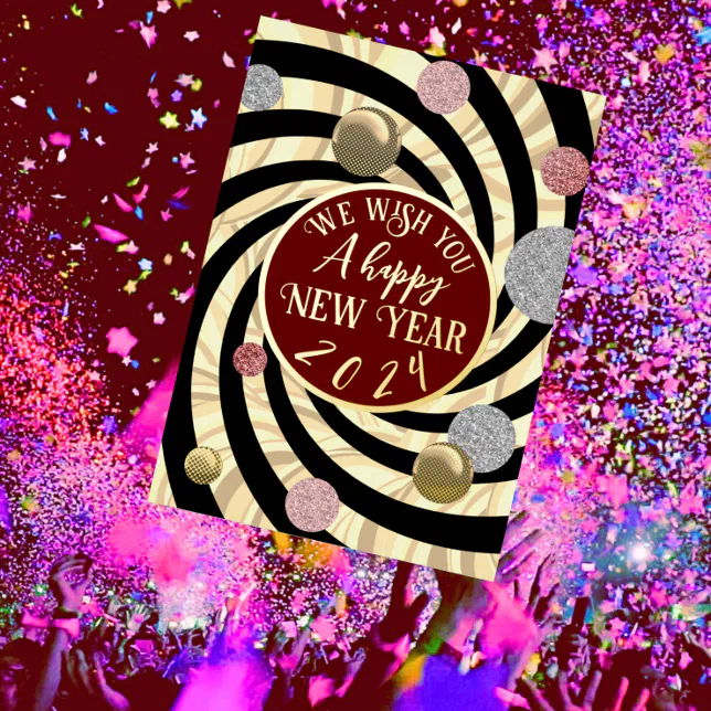 Happy New Year, spirals and bubbles  Foil Invitation