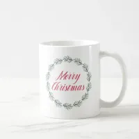 Green Pine Bough Christmas Wreath Mug