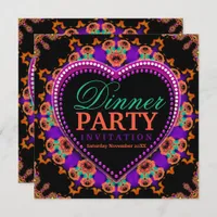 Groovy Hippy Love Bohemian Dinner Party Invitation