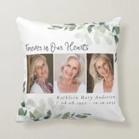 Eucalyptus Forever in Our Hearts Photos Memorial Throw Pillow