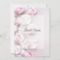 Pink and Rose Gold Balloons Thank You Card