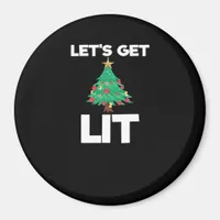 Let's Get Lit Christmas Tree Holiday Drinking Magnet