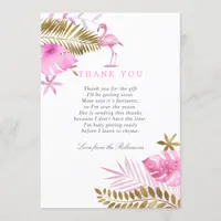 Pink and Gold Tropical Flamingo Baby Shower Thanks Thank You Card