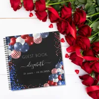 Guest book birthday patriotic red white blue 