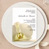 Orchid Flower on White Post Wedding Brunch Invitation