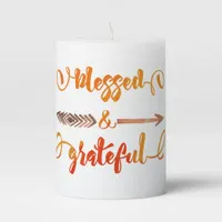 blessed and grateful thanksgiving pillar candle