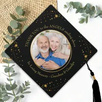 Memorial Elegant Graduate Gold Stars Custom Photo Graduation Cap Topper