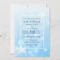 Blue Bubbles Starfish Beach  Wedding Invitations