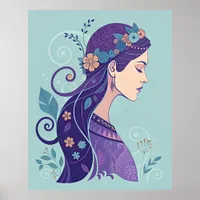 Purple and Aqua Goddess Poster