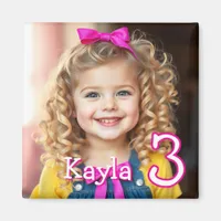 Personalized Photo, Name and Age Refrigerator  Magnet