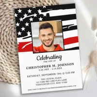 Firefighter Celebration Of Life Red Line Memorial Invitation