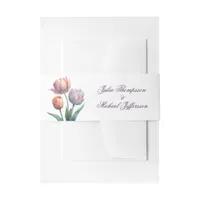 Romantic and Poetic Pastel Tulips Watercolor Invitation Belly Band