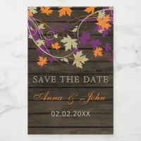 Barn Wood Rustic Plum Fall Leaves Save The Date Food Label