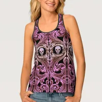 Goth Pink Ornament with Skull Tank Top