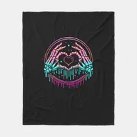 Heart Sign Skeleton Hand - Spooky Skeleton Hallowe Fleece Blanket