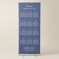 Elegant Navy Blue 12 Table Wedding Seating Chart Retractable Banner