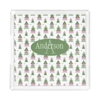 Pink and Green Modern Christmas serving tray