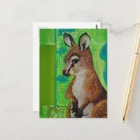 Baby Kangaroo in Junk Journal Mixed Media Collage Postcard