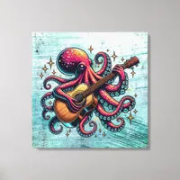 Funny Cartoon Octopus Playing Guitar Canvas Print