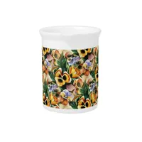 Graceful Stylish Gorgeous Vintage Pattern Pansies Beverage Pitcher