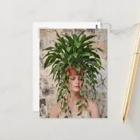  Lady and A Houseplant on her head  Postcard