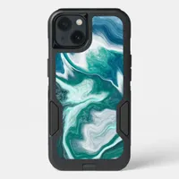 Turquoise and Blue Water Swirls  iPhone 13 Case