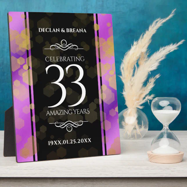 Elegant 33rd Amethyst Wedding Anniversary Plaque