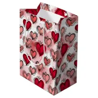 Whimsical Red and Pink Hearts Valentine's Medium Gift Bag