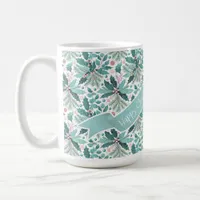 Teal Christmas Holly Berries Pattern#17 ID1009 Coffee Mug