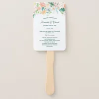 Watercolored florals wedding program copper hand fan