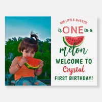 One in a Melon Glitter Watermelon First Birthday Foam Board