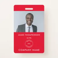 Simple Employee Photo ID Name Logo Red Badge