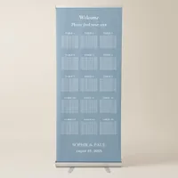 Elegant Dusty Blue 15 Table Wedding Seating Chart Retractable Banner