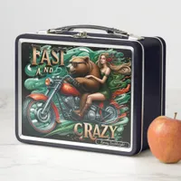 Adventure Awaits With Bear and Rider Metal Lunch Box