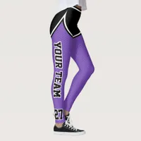 Sports Team Name Number Black Purple Dot Shorts Leggings