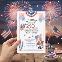 US 250 Years Anniversary Fun Watercolor  Invitation