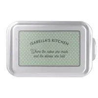 Pretty Polka Dot Patterned Light Green Kitchen Cake Pan