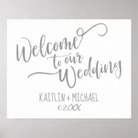 Brush Calligraphy Wedding Welcome Sign | Gray